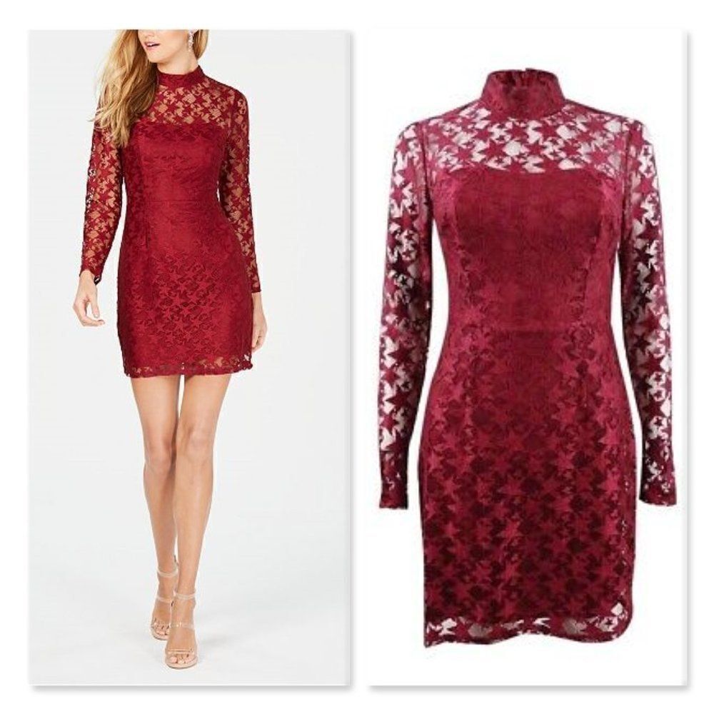 Betsey Johnson Illusion Mock Neck Star Lace Dress